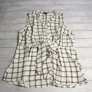 Torrid Women's Sleeveless Chiffon Tunic Top Size 0 L 12 Plaid Tie Front